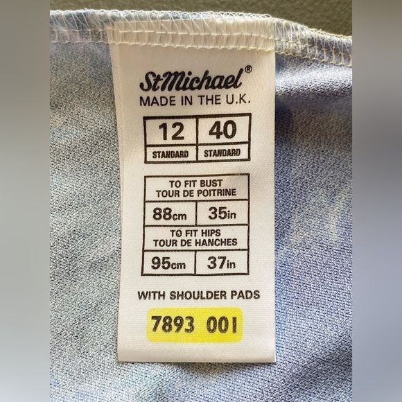 St. Michael 80s Vintage Watercolour Belted Shirt Dress, 3/4 Sleeves, size 12 - Picture 7 of 16